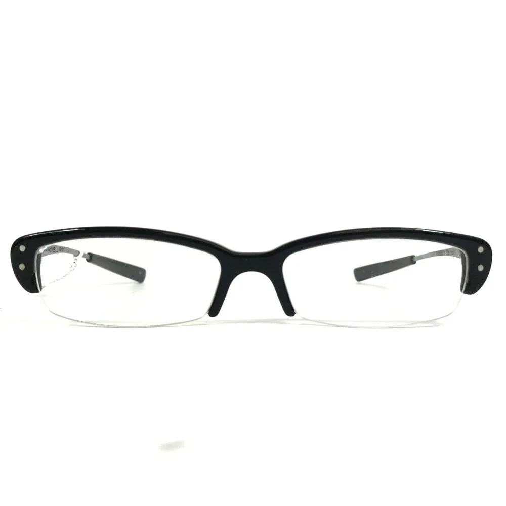 Onkel Eyeglasses Frames Spyk Col 01 Black Silver Rectangle Half Rim 50-16-140